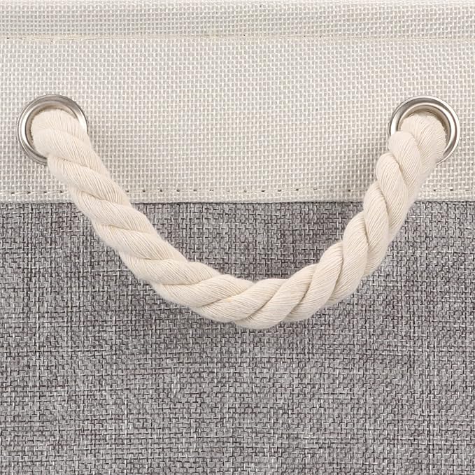 Large Fabric Storage Baskets Set of 2 - Premium Organizer Bins with Metal Frame