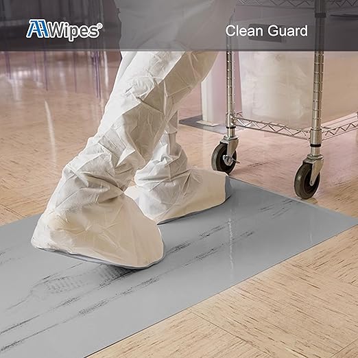 AAwipes Sticky Mat Tacky Pads Adhesive 24" x 36" 5 Packs, 30 Sheets/Packs, 150 Sheets Total Grey Cleanroom Floor Mats Remove Dirt for Laboratory Construction Hospital Shoes