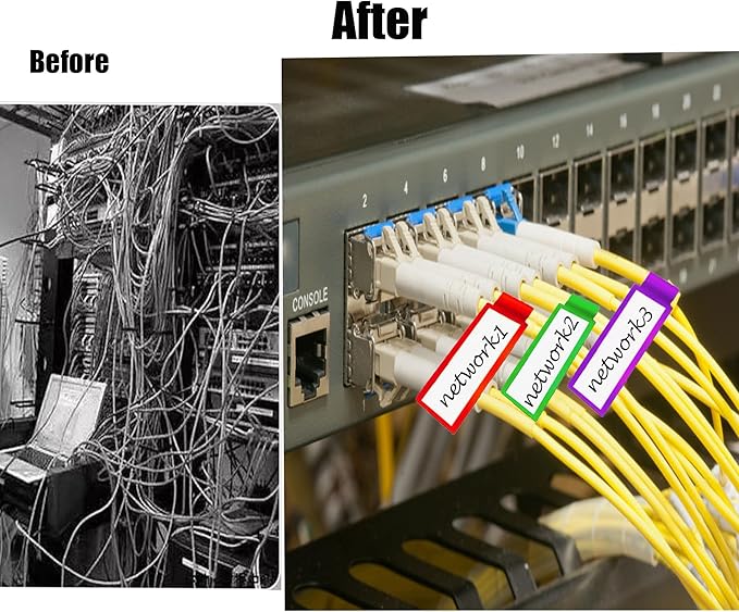 300 Pack Color-Coding Cable Labels Tags Kit with 3 Markers - Water-Resistant Wire Labels for Electronics, Home Theater & PC Setup | Tear Resistant & Heat Resistant Organizer Stickers (-22°F to 248°F)