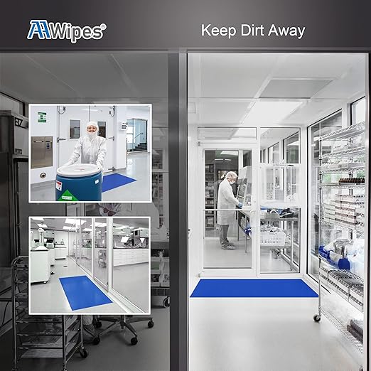 AAwipes Sticky Mat Tacky Pads Adhesive 24" x 36" 5 Packs, 30 Sheets/Packs, 150 Sheets Total Blue Cleanroom Floor Mats Remove Dirt for Laboratory Construction Hospital Shoes