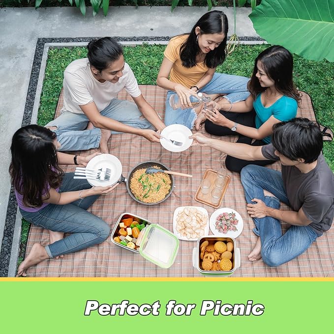 4 Pack Stainless Steel Sandwich Containers with Lids 40.6 oz Metal Food Container for Lunch Boxes with Airtight Silicone Seal for Sandwiches and Snacks(Green)