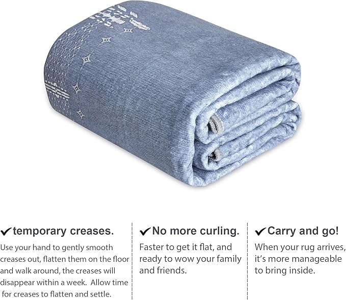NICETOWN Blue Runner Rug for Hallway Non Slip - 2x6 Carpet Thin Washable Geometric Washable Rug Kitchen Throw Carpet for Kitchen Bedroom Laundry Room, Stone Blue