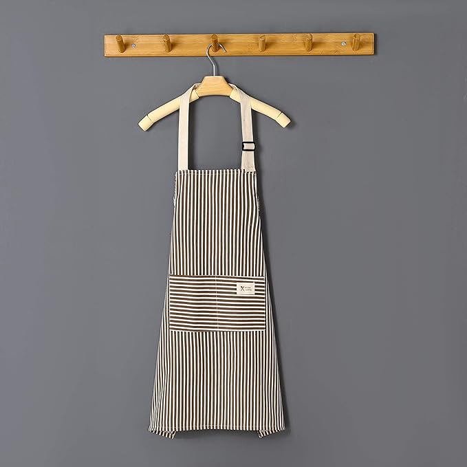 Lofekea Aprons 2 Pack Adjustable Bib Aprons with 2 Pockets Cotton Linen Cooking Kitchen Chef Apron for Women and Men