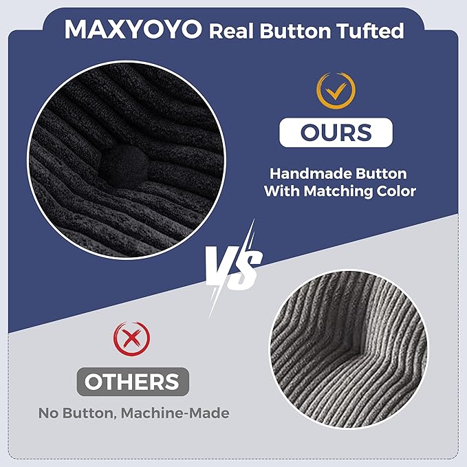 MAXYOYO Loveseat Sofa Couch, Upholstered Bean Bag Chair Cloud 2-Seat for Adults, Boneless Couch with Tufted Cushion & Pillows, Sofa in A Box, No Assembly Required, Black