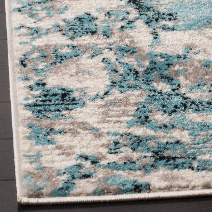 SAFAVIEH Skyler Collection Area Rug - 9' x 12', Blue & Ivory, Modern Abstract Design, Non-Shedding & Easy Care, Ideal for High Traffic Areas in Living Room, Bedroom (SKY186M)