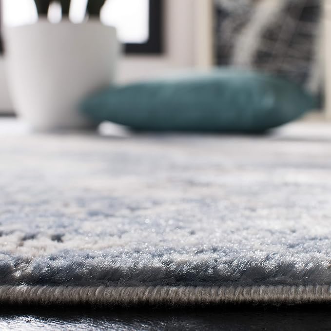 SAFAVIEH Amelia Collection Area Rug - 11' Round, Grey & Blue, Modern Abstract Design, Non-Shedding & Easy Care, Ideal for High Traffic Areas in Living Room, Bedroom (ALA705F)