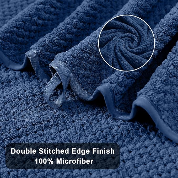 8-Piece Navy Bath Towels Set,2 Oversized Large Bath Towels Sheet,2 Hand Towels and 4 Washcloths - 600 GSM Soft Luxury Towel Set,Highly Absorbent Quick Dry Towel Collection for Bathroom,Hotel and Spa