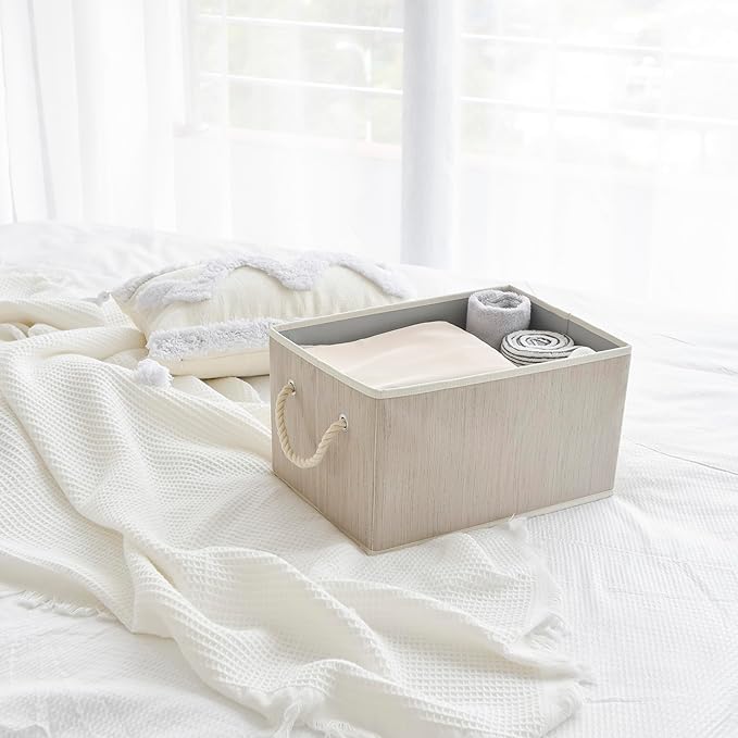 2 Pack Large Storage Baskets for Shelves | Fabric Closet Organizers and Storage Bins with Handles Home Organization | Decorative Collapsible Baskets for Organizing Clothes 14.7"x 10.24"x 8.27"