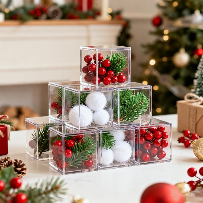 Acrylic Box Small Clear Boxes with Lids Plastic Square Cube Home & Office Storage Containers Wedding Party Favor Gift Wrap Boxes