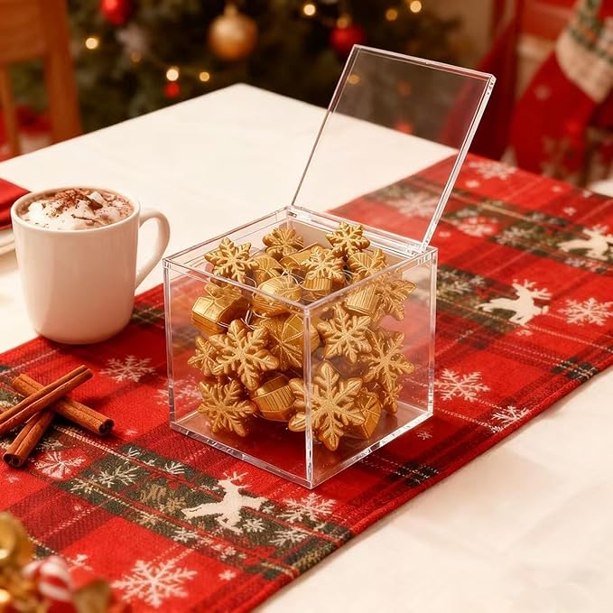KissYou Acrylic Boxes with Lid Small Lucite Boxes Clear Display Box for Easter Gifts Treats Candies & Accessories, Plastic Storage Boxes