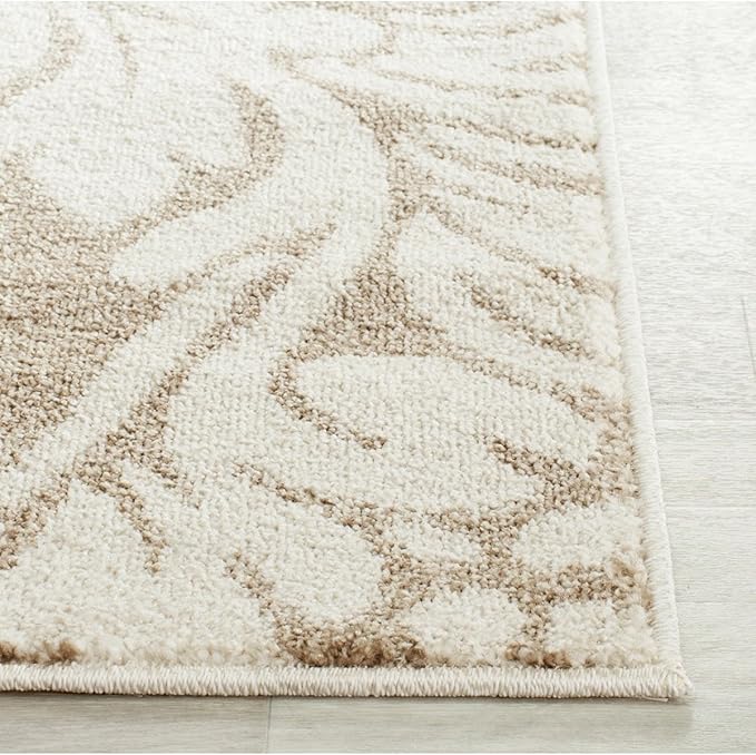 SAFAVIEH Amherst Collection Runner Rug - 2'3" x 7', Wheat & Beige, Floral Design, Non-Shedding & Easy Care, Ideal for High Traffic Areas in Living Room, Bedroom (AMT425S)