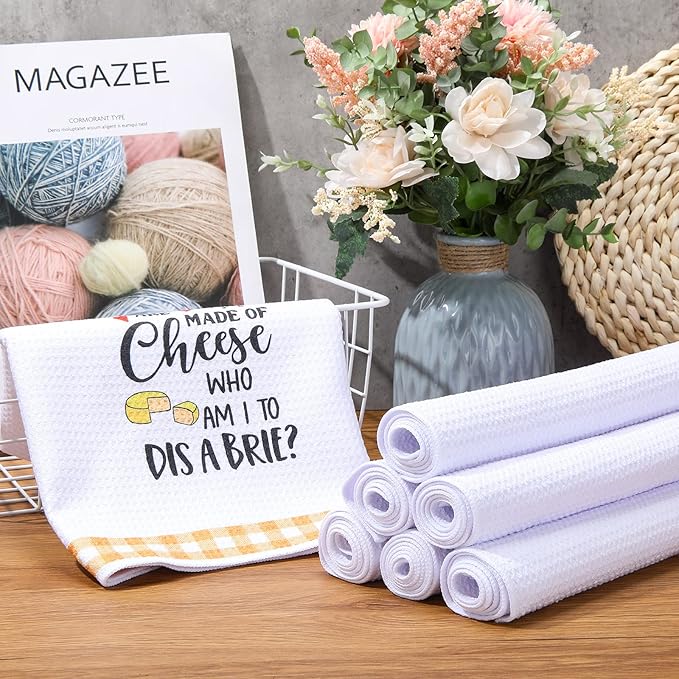 Sublimation Kitchen Towel Blanks 16 x 24Inch, Microfiber Waffle Weave Sublimation Tea Towels Fast Drying Absorbent for Home Kitchen Gifts(6 Pieces)