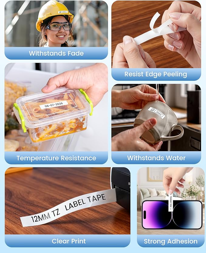 TZe Label Maker Tape 12mm 0.47" White Laminated Replacement for Brother P-Touch Label Tape TZe-231 TZe231 Compatible with Brother Ptouch PTD210 PT-D220 PTH110 PT-D400, 4-Pack
