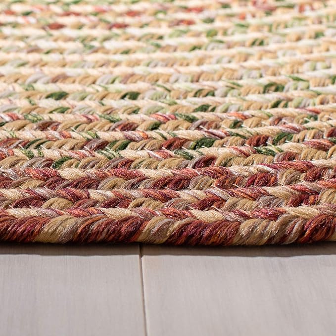 SAFAVIEH Washable Rug Outdoor Braided Collection - 2'3" x 22' Runner, Rust & Multi, Handmade & Reversible, Non-Shedding & Easy to Clean, Ideal for Patio, Backyard, Mudroom (BRD303A)