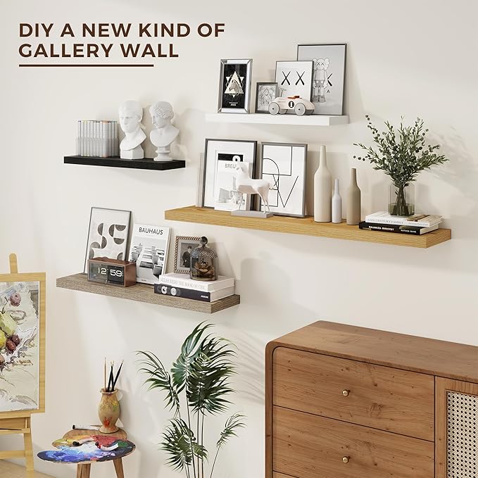 Dreamland 30 Inches Floating Shelves for Wall,8 Inch Deep Floating Shelves Set of 2, Large Display & Storage Shelf, Wall Shelf for Bathroom Bedroom Living Room Kitchen Office,Grey