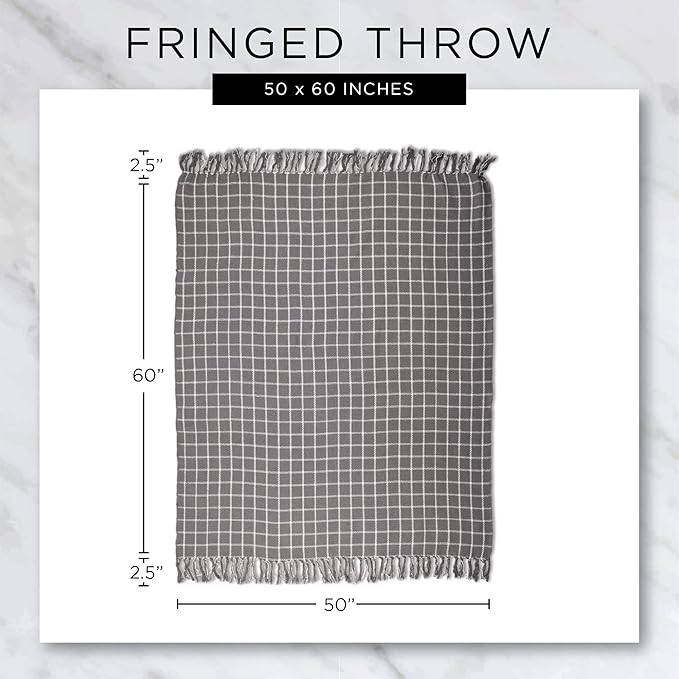 DII Global, Fields of Diamond Woven Throw, 50x60, Natural