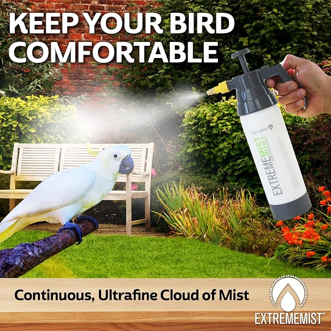 ExtremeMist® Bird & Aviary Care Starter Kit 20oz + 32oz Continuous Pressurized Mist Spray Bottles for Bird Bathing, Cooling & Cage Cleaning — Gentle Parrot, Finch & Aviary Mist Sprayer Set