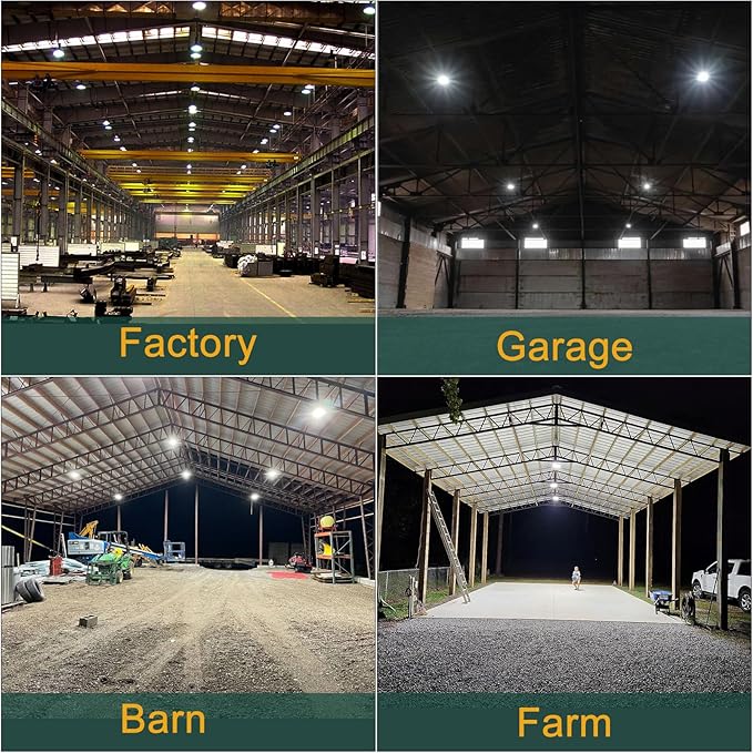 LED High Bay Light 400W(480x1W LED) 60000lm High Bay LED Lights, 5000K High Bay LED Shop Lights with US Plug, AC100-277V UFO Commercial Bay Lighting for 30-55FT Height -4Pack