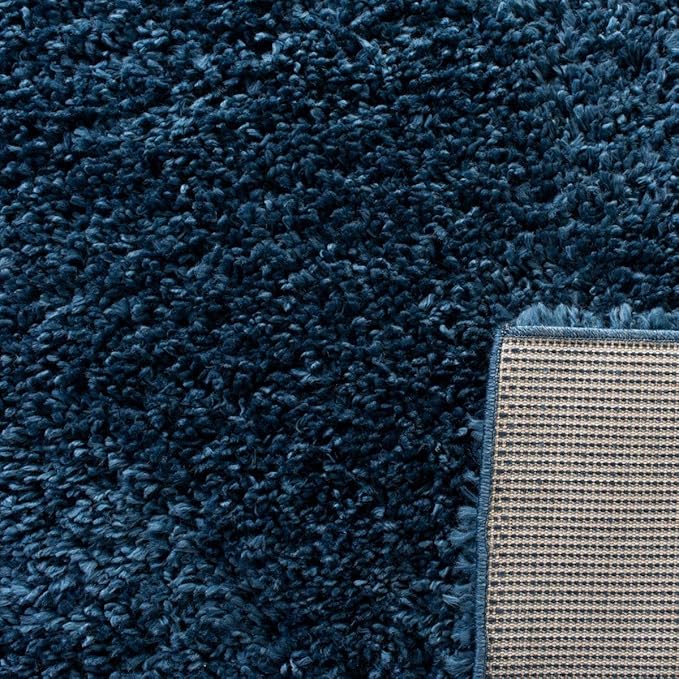 SAFAVIEH August Shag Collection Accent Rug - 2' x 5', Navy, Solid Design, Non-Shedding & Easy Care, 1.5-inch Thick Ideal for High Traffic Areas in Entryway, Living Room, Bedroom (AUG200M)