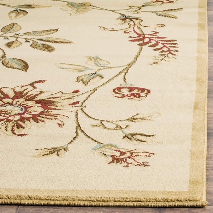 SAFAVIEH Lyndhurst Collection Area Rug - 5'3" Square, Ivory & Multi, Non Shedding & Easy Care, Ideal for Living Room, Bedroom, Home Office, Dining Space (LNH552-1291-5SQ)