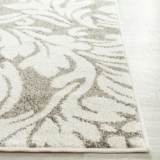 SAFAVIEH Amherst Collection Runner Rug - 2'3" x 9', Dark Grey & Beige, Floral Design, Non-Shedding & Easy Care, Ideal for High Traffic Areas in Living Room, Bedroom (AMT425R)