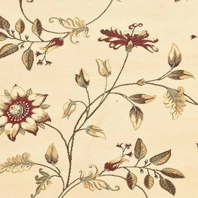 SAFAVIEH Lyndhurst Collection Area Rug - 5'3" x 7'6", Ivory & Multi, Traditional Floral Design, Non-Shedding & Easy Care, Ideal for High Traffic Areas in Living Room, Bedroom (LNH552-1291)