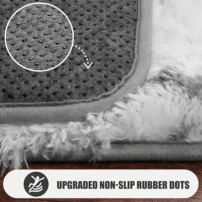 ONASAR 5x7 Area Rugs for Living Room Bedroom, Fluffy White and Grey Throw Rug, Geometric Boho Soft Plush Shaggy Indoor Floor Carpet for Nursery Kids Girls Boys Teen Dorm Home Decor Aesthetic