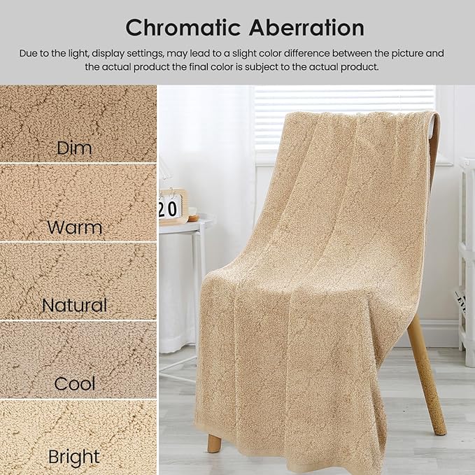 Microfiber Bath Towels, Oversized, Ultra Soft, Super Absorbent and Fast Drying, No Fading Large Bathroom Towel Set for Sport, Travel, Fitness, SPA and Yoga (Coral Fleece - Camel, 30 in x 60 in)