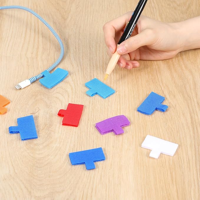 Cable Labels, Cord Labels for Electronics, Multi-Color Waterproof Cable Label Tags for Wire Management and Identification, Medium WireLabel for Management, Reusable Cord Label Can Write On - 24 Pcs