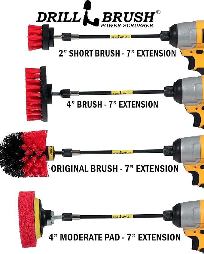 Rotary Drill Brush Cordless Scrubber - Concrete Deck Cleaner - Brick Cleaner - Marble Brush - Cordless Scrub Brush - Bathroom Cleaner Pads - Marble Shower Cleaner - Bathtub Stain Cleaner