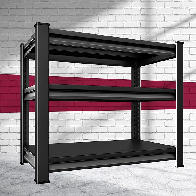 36''W Garage Shelves Heavy Duty - 1,200Lbs Steel Metal Adjustable Utility Storage Shelving Rack Units 36" W x 16" D x 36" H 3 Tier Black
