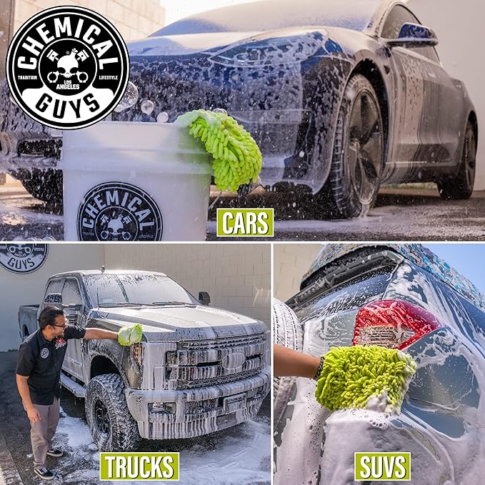 Chemical Guys Premium Microfiber Towels (16 Inch x 16 Inch) (Pack of 12) and Chenille Premium Scratch-Free Microfiber Wash Mitt (2 Pack)