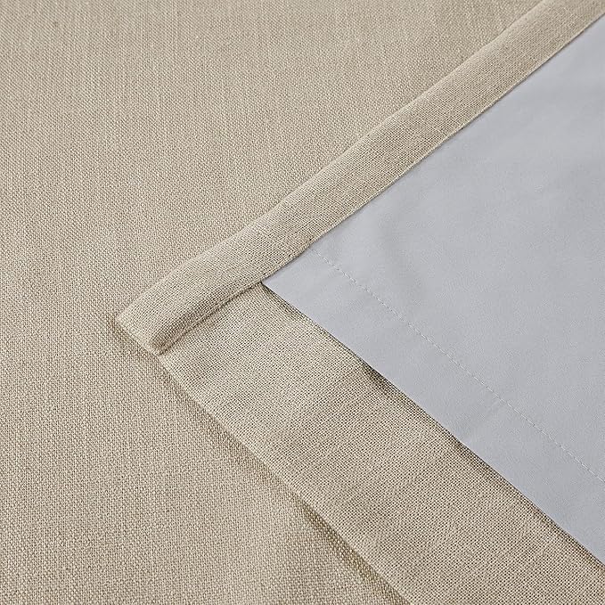 Vision Home Sand Pinch Pleated Full Blackout Curtains Linen Blended Room Darkening Window Curtains 108 inch for Living Room Bedroom Thermal Insulated Pinch Pleat Drapes with Hooks 60" Wx108 Lx1