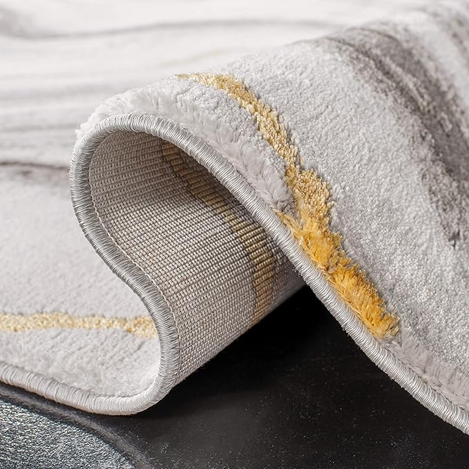 SAFAVIEH Craft Collection Accent Rug - 2'7" x 5', Grey & Gold, Modern Abstract Design, Non-Shedding & Easy Care, Ideal for High Traffic Areas in Entryway, Living Room, Bedroom (CFT819F)