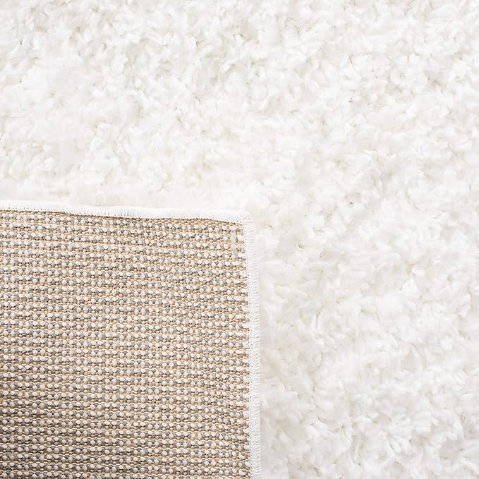 SAFAVIEH August Shag Collection Area Rug - 5'3" x 7'6", White, Solid Design, Non-Shedding & Easy Care, 1.5-inch Thick Ideal for High Traffic Areas in Living Room, Bedroom (AUG200A)