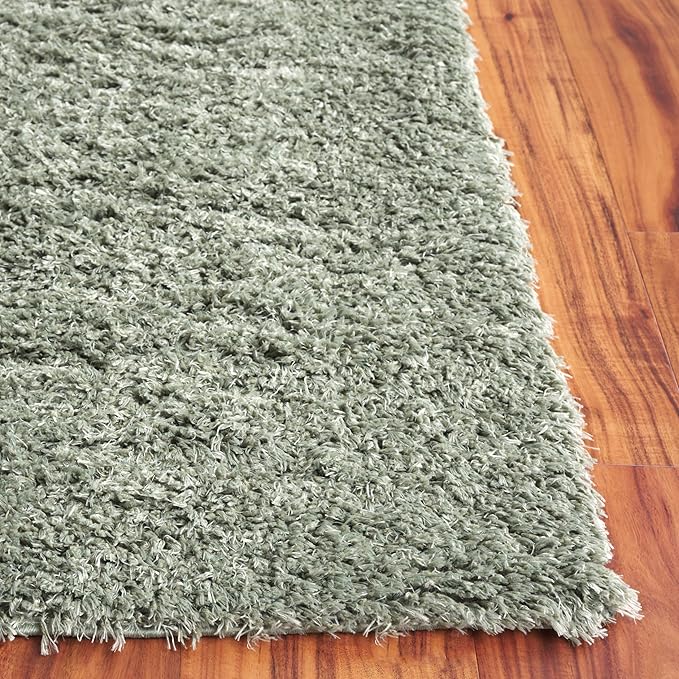 SAFAVIEH Lindsay Shag Collection Area Rug - 6' x 9', Green, 1.8-inch Thick, Ideal for Living Room, Bedroom, Home Office, Dining Space (LNS560Y-6)