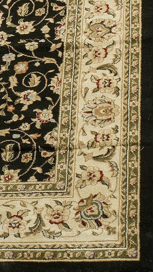 SAFAVIEH Lyndhurst Collection Area Rug - 9' x 12', Black & Ivory, Traditional Oriental Design, Non-Shedding & Easy Care, Ideal for High Traffic Areas in Living Room, Bedroom (LNH316B)