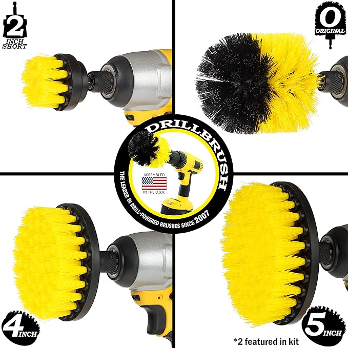 Bathroom Accessories - Drill Brush - Bathroom Cleaner Kit - Shower Cleaner Brush - Shower Door Cleaner - Bathtub Brush - Bath Mat - Tile Cleaner- Grout Cleaning Brush - Scrub Brush - Bathroom Rugs