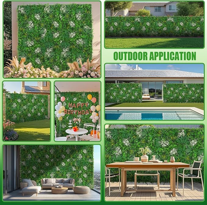 20"X20" Artificial Grass Wall, 12PCS Boxwood Panels UV-Protected Faux Grass Backdrop Wall,Greenery Privacy Hedge Screen for Outdoor Garden Patio, Indoor Party Balcony Fence Decor