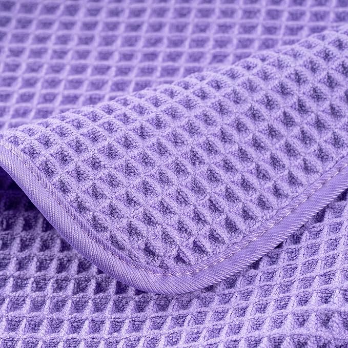 430 GSM Microfiber Quick Dry Lint Free Oversize Bath Towel Set, 6 Piece (Waffle Weave)