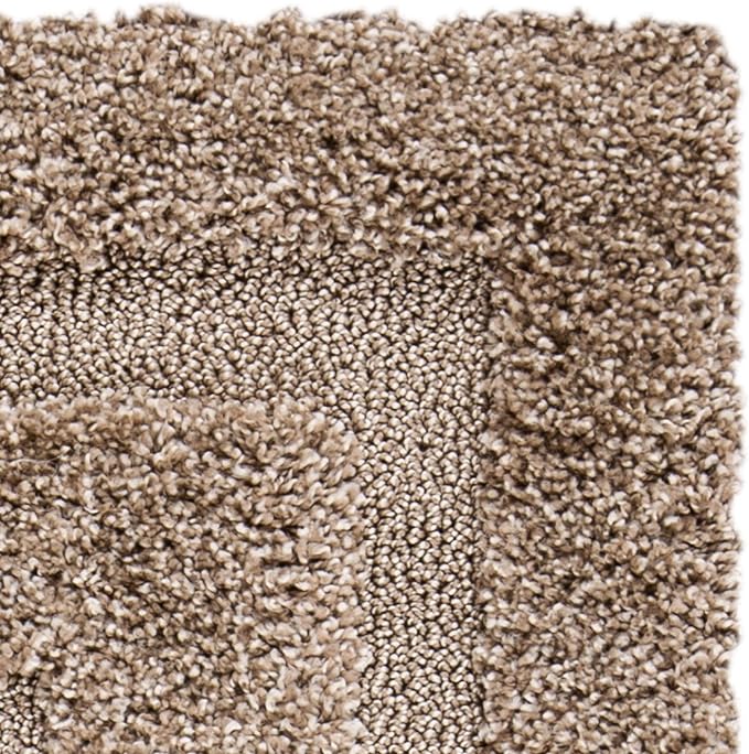 SAFAVIEH Florida Shag Collection Area Rug - 6' x 9', Beige & Beige, Border Design, Non-Shedding & Easy Care, 1.2-inch Thick Ideal for High Traffic Areas in Living Room, Bedroom (SG454-1313)
