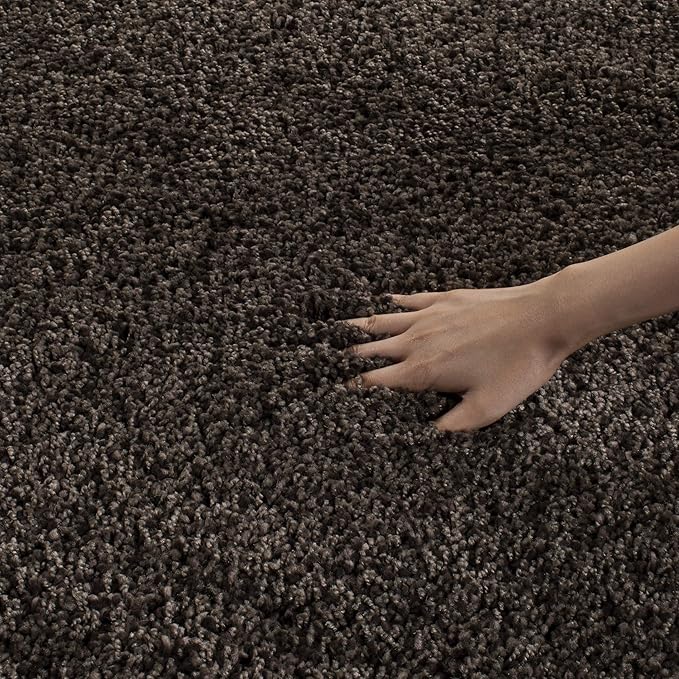 SAFAVIEH Santa Monica Shag Collection 9' x 12' Mushroom SGN725 Solid Non-Shedding Living Room Bedroom Dining Room Entryway Plush 2-inch Thick Area Rug