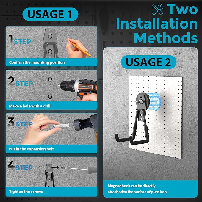 Large Strong Magnetic Hooks Heavy Duty Garage Big Magnet Hooks Extra Strength Magnetic Utility Storage Hook Hanger with Anti Slip Coating for Garden Indoor Outdoor Hanging Tools Black 2 Pack