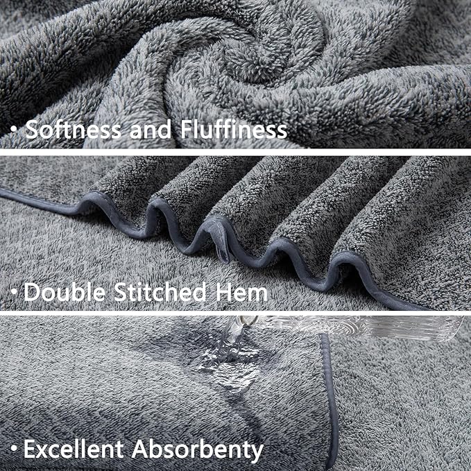18 Piece Bath Towels Set,100% Microfiber Family Bathroom Towel with Hanging Loops-6 Bath Towels,6 Hand Towels,6 Washcloths,Quick Dry Highly Absorbent Shower Towel for Bathroom,Hotel,Spa-Grey