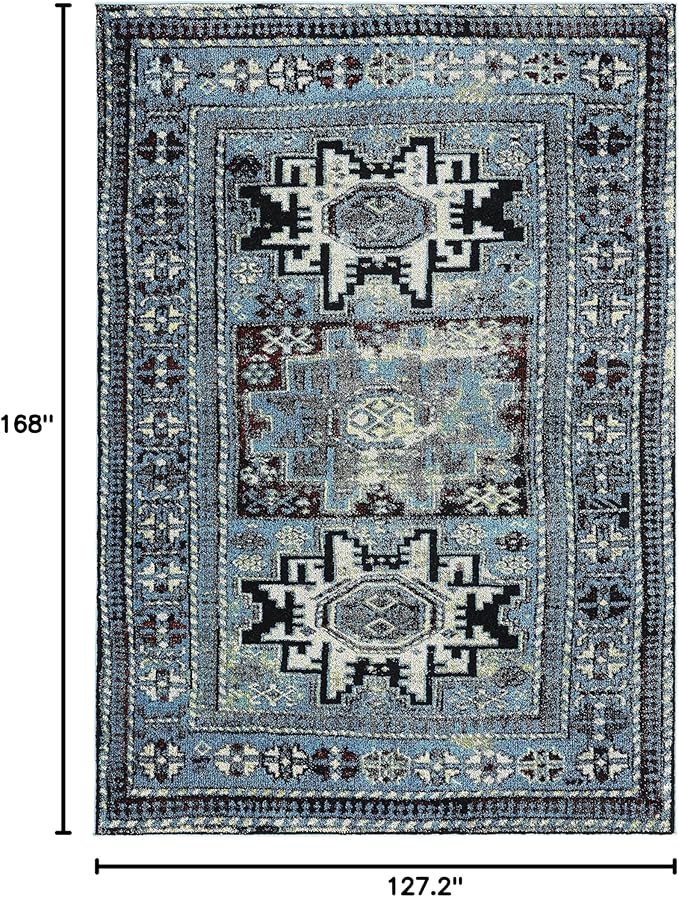 SAFAVIEH Vintage Hamadan Collection Area Rug - 10'6" x 14', Light Blue & Black, Traditional Oriental Design, Non-Shedding & Easy Care, Ideal for High Traffic Areas in Living Room, Bedroom (VTH213M)