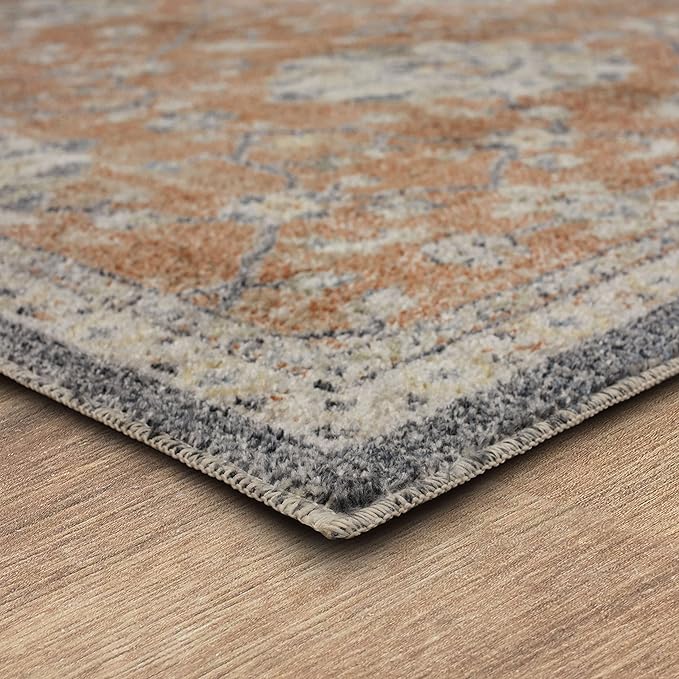 Mohawk Home Garrett Floral Ornamental Pumpkin Orange 2' x 10' Area Rug Perfect for Living Room, Dining Room, Office
