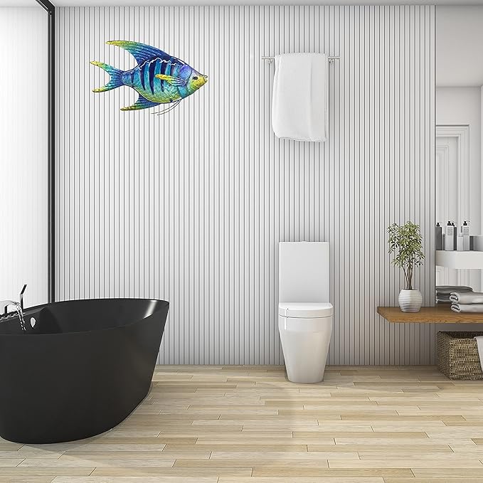 JOYBee 16.25Inch Large Metal Fish Wall Art Décor -Christmas Decorations-Perfect for Coastal,Nautical,Beach Or Boat-Decorations for Indoor Outdoor Kitchen Bathroom Patio Pool or Porch(Blue)