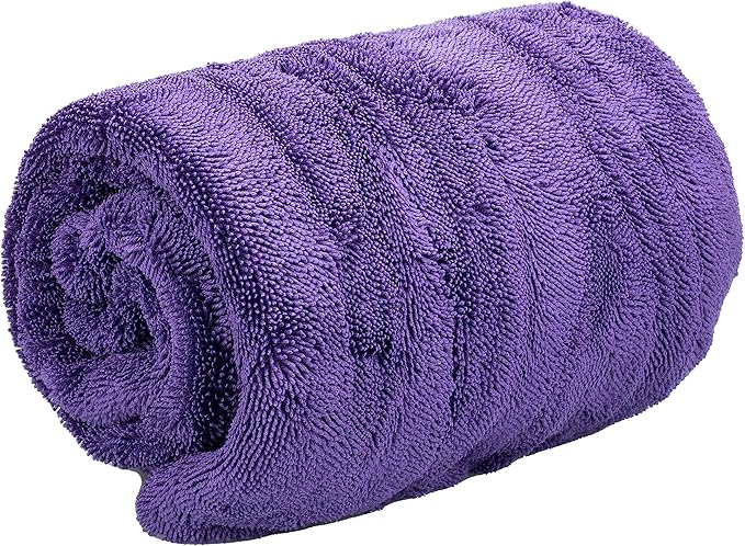 24" x 36" Universal Purple Duo Twisted Microfiber Towel (1200GSM) – Large, Plush, Rinse-Free Double-Sided Drying Towel – Super Absorbent Microfiber for Drying