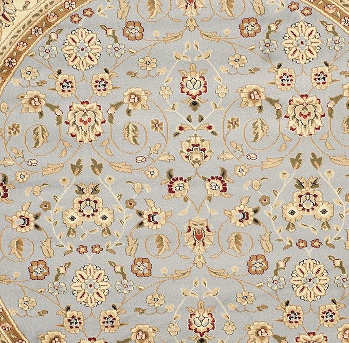 SAFAVIEH Lyndhurst Collection Area Rug - 9' Round, Light Blue & Ivory, Traditional Oriental Design, Non-Shedding & Easy Care, Ideal for High Traffic Areas in Living Room, Bedroom (LNH312B)