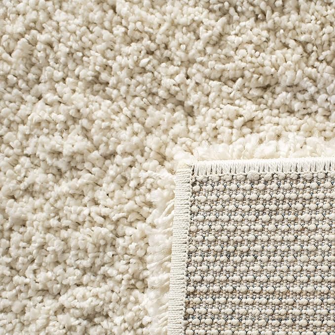 SAFAVIEH Hudson Shag Collection Area Rug - 5' Square, Ivory & Slate Blue, Modern Trellis Design, Non-Shedding & Easy Care, 2-inch Thick Ideal for High Traffic Areas in Living Room, Bedroom (SGH281T)